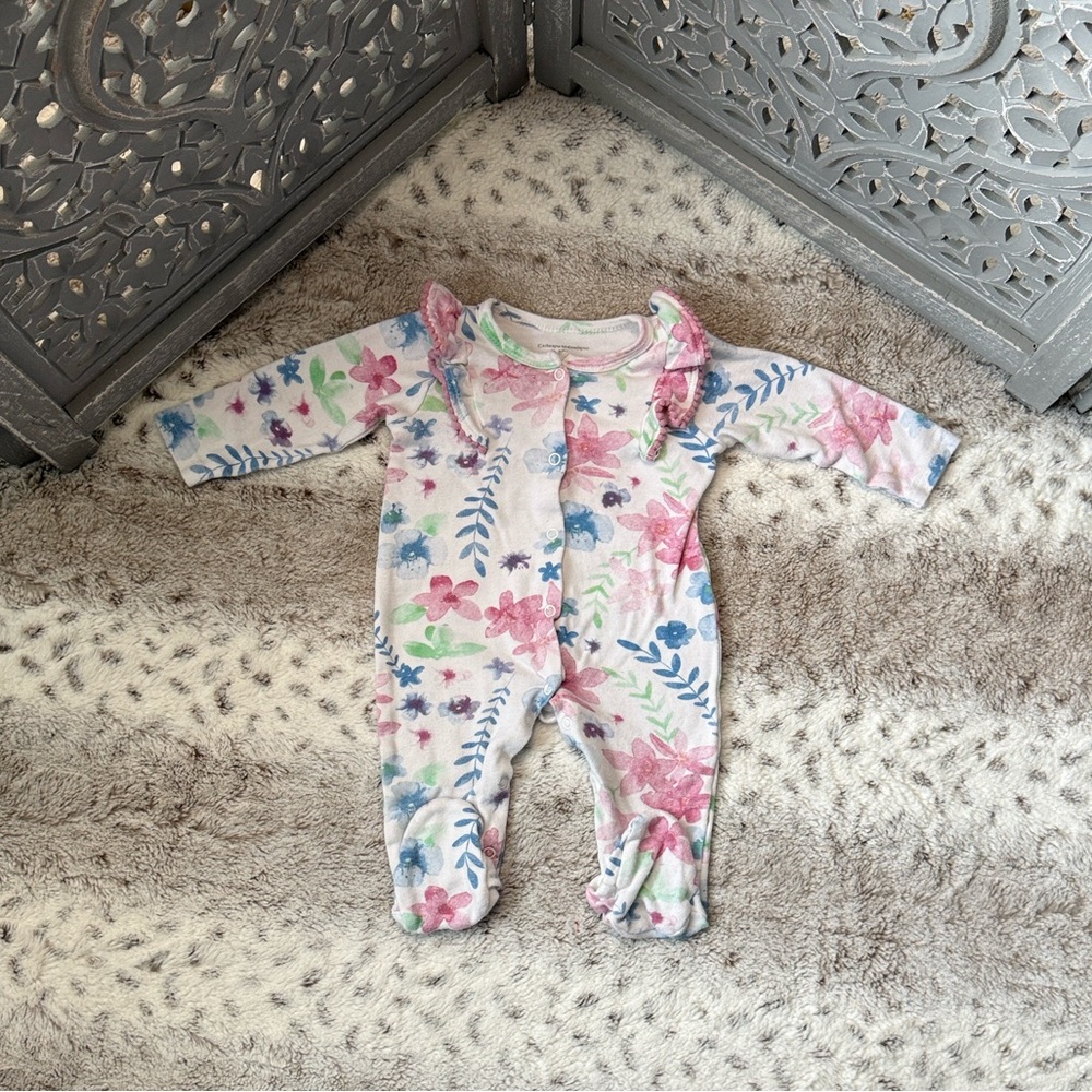 Catherine Malandrino footie pajamas baby girls 6-9 months watercolor floral